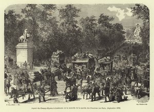 Los Campos Elíseos el día después de recibir la noticia de la marcha prusiana sobre París, septiembre de 1870 de French School