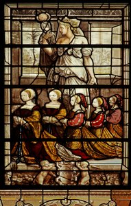 La ventana norte de la capilla: Santa Águeda con las hijas de Ana de Montmorency de French School