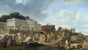 La construcción del Hotel de Salm en 1786 (óleo sobre lienzo) de French School