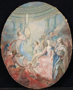 La Coronación de Luis XVI acompañado por María Antonieta, después de 1774