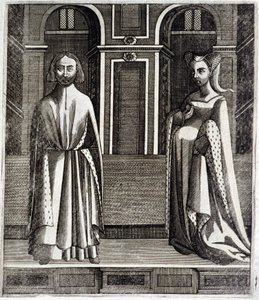 El Conde de Poitiers y Toulouse Alfonso (1220-1271) y su esposa Juana (hija de Raimundo VII) (1220-1271) - en "Historia de los condes de Toulouse" de Guillaume de Catel, Toulouse de French School