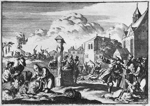 La crueldad del presidente Marsaut en Niort contra los protestantes, 1684 de French School