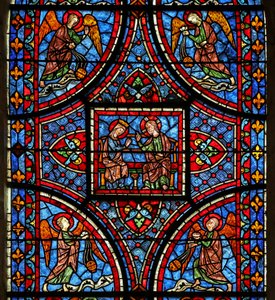 La ventana de la Muerte y Glorificación de la Virgen María - sección superior de French School