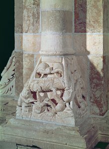 La muerte de Lázaro y el hombre rico, de un capitel en la nave, c.1150 de French School