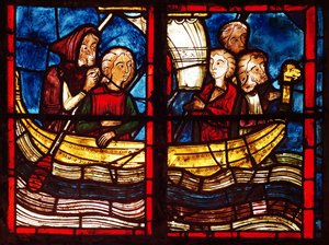 La partida hacia Jerusalén, de la historia de Santa María de Egipto en la Capilla de la Santa Cruz de French School