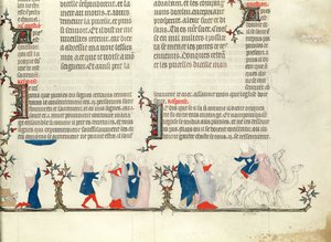 La Partida de Rebeca con Eliezer, de La Biblia de Jean de Sy, c.1355