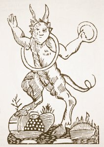 El Diablo señalando tesoros ocultos, copia de una ilustración de Le Veritable Dragon Rouge, Lille 1521, usado en una Historia de la Magia, publicado a finales del siglo XIX de French School
