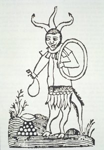 El Diablo señalando tesoros ocultos, copia de una ilustración de Le Veritable Dragon Rouge, 2ª versión, Lille 1521, usado en una Historia de la Magia, publicado a finales del siglo XIX