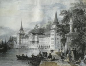 El Palacio de Dolmabahce en el Bósforo, 1840 de French School