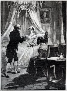La Duquesa de Berry (Marie Caroline, Princesa de las Dos Sicilias, Duquesa de Berry (1798-1870) en la Fortaleza de Blay recibe al Doctor Louis Charles Deneux (1767-1846) - Grabado - de French School