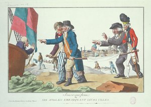 Los ingleses abordando sus ciudades, noviembre de 1803 de French School