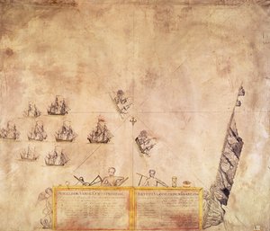 La flota de la Compañía de las Indias Holandesas frente a Santa Elena, 1746
