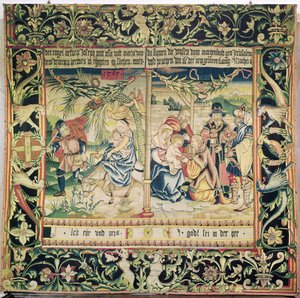 La Huida a Egipto y la Adoración de los Magos, 1565 de French School