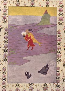 El cuarto viaje de Simbad, ilustración para Simbad el Marino, de Las mil y una noches, 1895 de French School