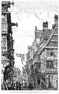La Judengasse de Frankfurt, c.1860-70 de French School