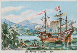 El barco francés Petit Dieppe frente a África Occidental, 1364