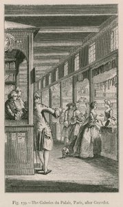 Las Galerías del Palacio, París, después de Gravelot de French School