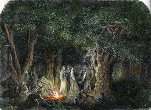 Los galos y sus sacerdotes o druidas (grabado) 1864 de French School
