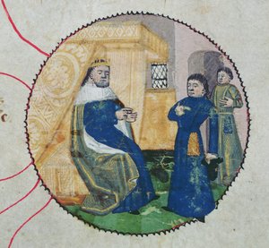 La genealogía de Carlos V y Carlos VI, detalle de Carlos VI (1368-1422) de French School