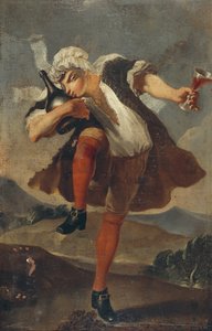 La buena botella, letrero de comerciante de vinos de French School