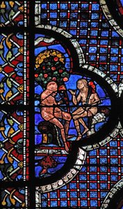 La ventana del Buen Samaritano: Adán y Eva bajo el Árbol del Conocimiento del Bien y del Mal de French School