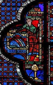 La ventana del Buen Samaritano: la posada recibe al Samaritano y al hombre herido de French School