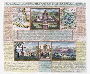 El Gran Templo, mapas de México y sus alrededores (grabado coloreado) de French School