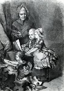 El infante Mozart tocando el piano de French School