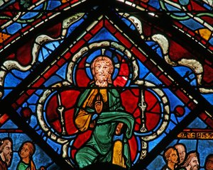 La ventana de José: Cristo en un cuatrifolio dando bendición de French School