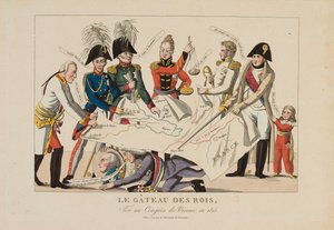 Corte del roscón de reyes en el Congreso de Viena (noviembre de 1814-junio de 1815), c.1815 (grabado en color) de French School