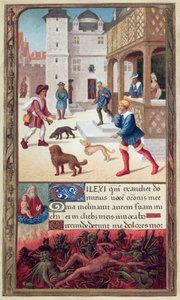 El leproso, después de un manuscrito del siglo XVI (grabado en color) de French School