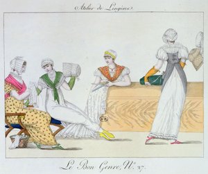 El Taller de Lencería, lámina 27 de Le Bon Genre, 1827
