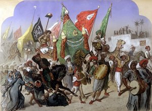 El Mahmal: Retorno de la Alfombra Sagrada de La Meca - en "Egipto Moderno", por Henri de Monte, v.1870 de French School