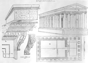La Maison Carrée, ilustración de Discours historial de lantique et illustre cite de Nismes de Jean Poldo d