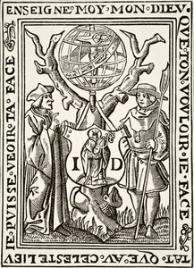 The Marque of Jehan St Denis, Parisien Bookseller, de Science and Literature in The Middle Ages por Paul Lacroix pub. Londres 1878 de French School