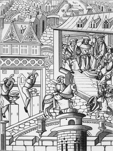 La Casa de la Moneda, después de un grabado en De lInstitution de la Chose Politique, una traducción de la obra latina de Francis Patricius, publicada en 1520 de French School
