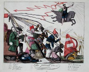 Los periódicos de mayo de 1815 (grabado en color) de French School
