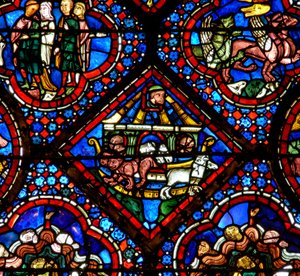 La ventana de Noé: Noé observa a los animales mientras salen del arca de French School