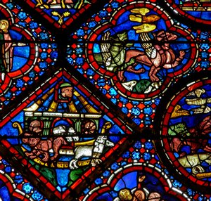 La ventana de Noé: Noé observa a los animales mientras salen del arca de French School