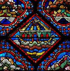 La ventana de Noé: la paloma es liberada del arca de French School