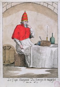 El Papa comiendo queso Roquefort, 1791 de French School