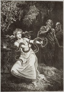La Pitia, de LHistoire de la Magie por Paul Christian, ilustrado en Historia de la Magia, publicado a finales del siglo XIX
