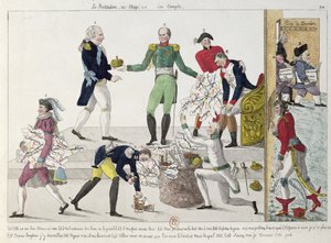 La Restauración o el Imperio Francés siendo dividido después de Waterloo, 1815
