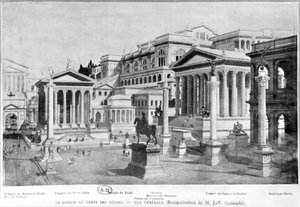El Foro Romano de la Antigüedad, reconstrucción de Giambattista Gatteschi de French School