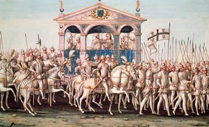 Festival de entrada real de Enrique II (1519-59) en Rouen, 1 de octubre de 1550 de French School
