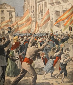 La guerra hispanoamericana, ilustración de Le Petit Journal: Suplemento ilustrado, 18 de mayo de 1898 de French School