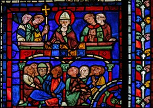 Ventana de San Martín: el santo predicando de French School