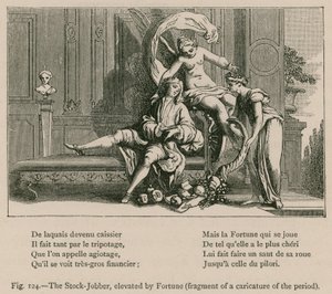 El especulador, elevado por la fortuna (fragmento de una caricatura de la época) de French School
