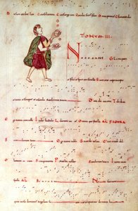 El tercer modo, de un tonario en notación aquitana (vitela)