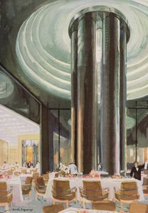 El comedor de clase turista a bordo del Normandie de French School